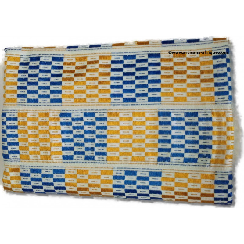 Tissu Baoulé "Nankanfian" bleu et jaune