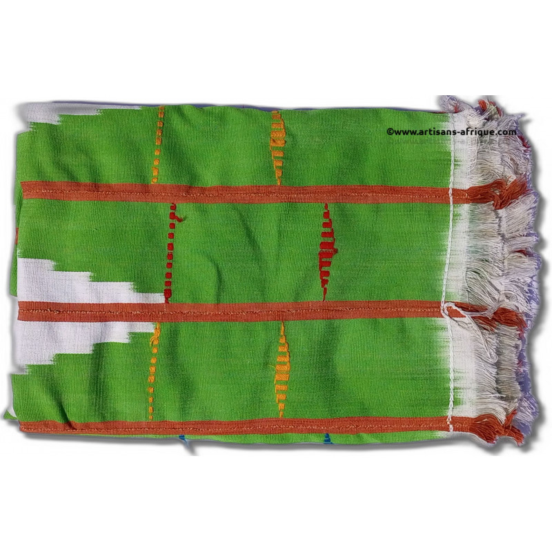 Tissu Baoulé "Agbagna" "Feuille de manioc" vert